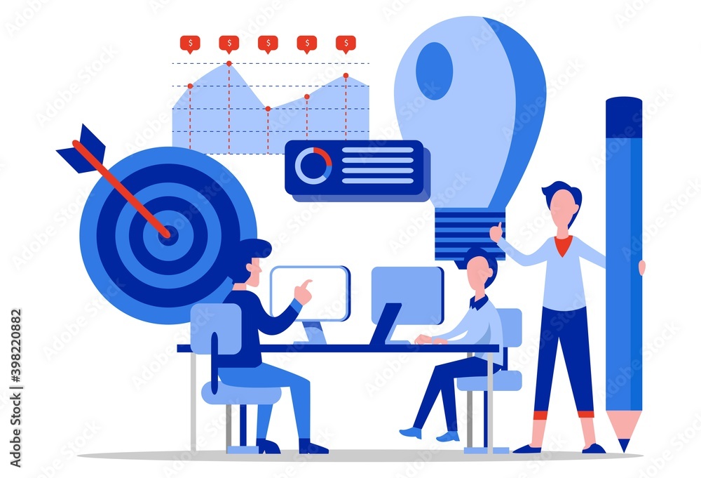 Tiny people vector business illustration. Tiny people characters ...