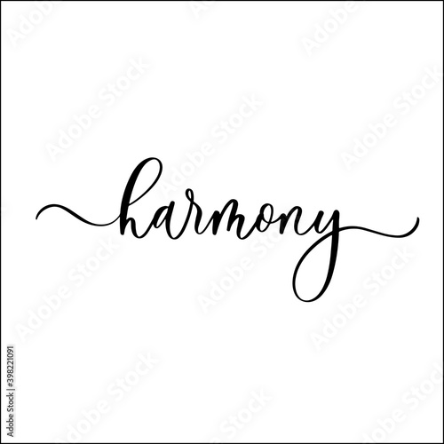 Harmony hand lettering inscription with curls.