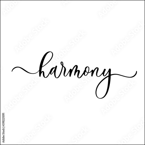 Harmony hand lettering inscription with curls.