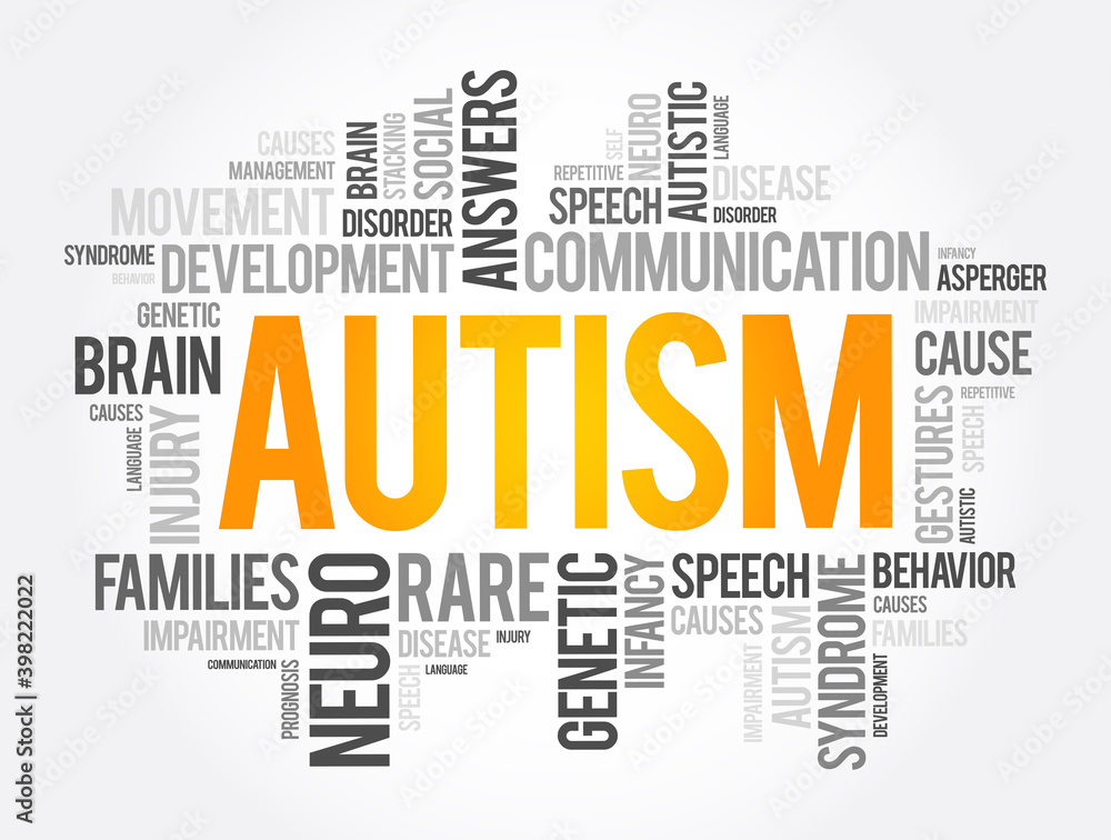 Fototapeta premium Autism word cloud collage, health concept background