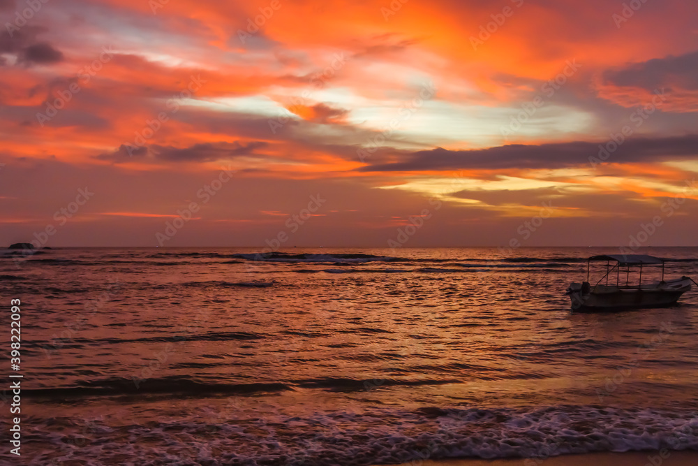 Sunset on the Indian ocean Sri Lanka Hikkaduwa