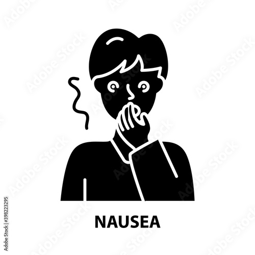 nausea icon, black vector sign with editable strokes, concept illustration