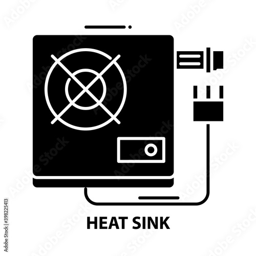 heat sink icon, black vector sign with editable strokes, concept illustration