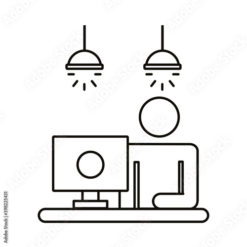 user avatar working in desktop line style icon