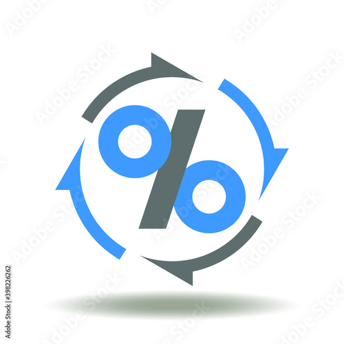 Percent symbol with round cycle arrows icon vecto. Variable logo. Investment, Banking, Finance Sign. Interest rate shopping illustration.