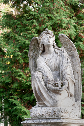 Tomb sculpture of an angel at Lychakiv cemetery in Lviv  Ukraine