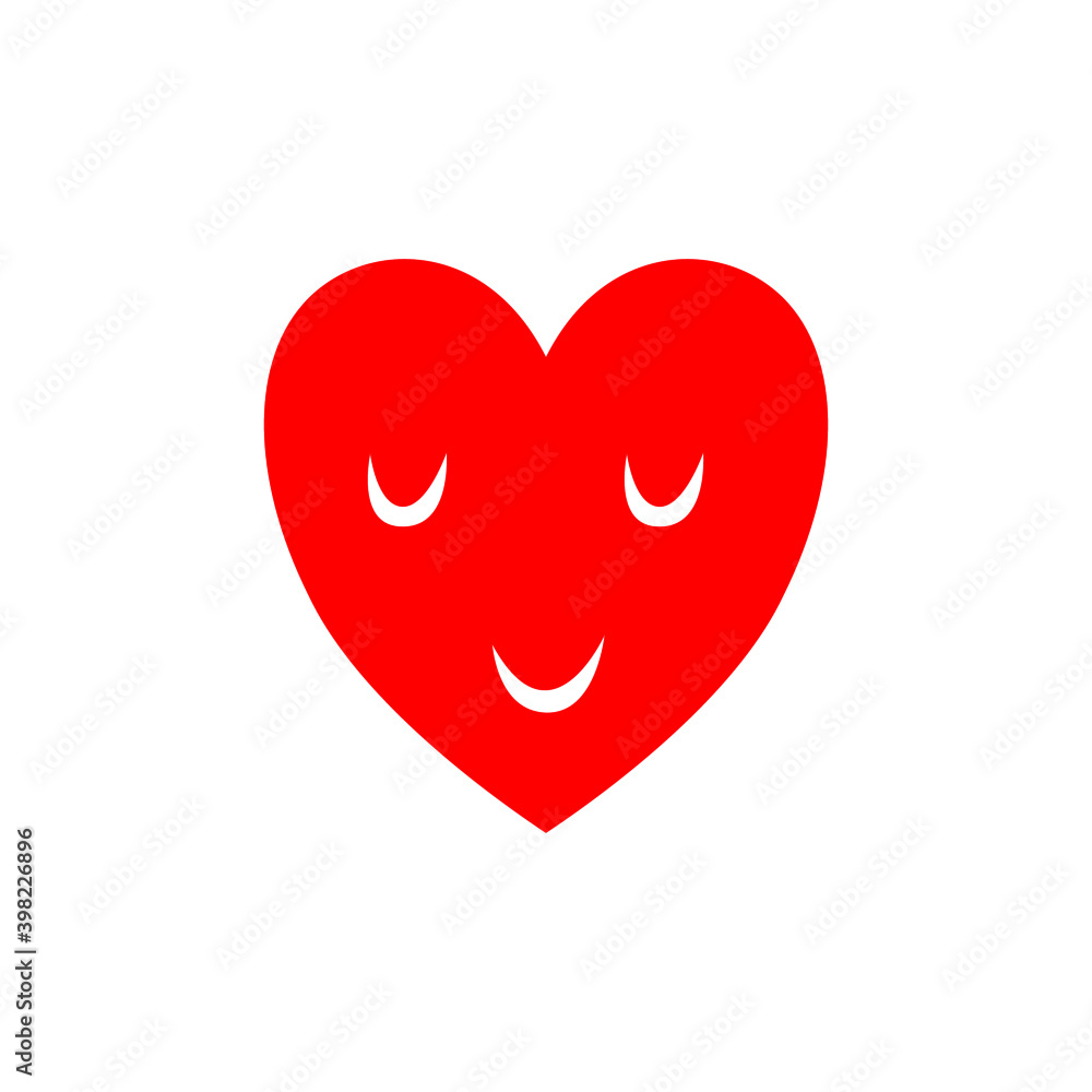 Smiling red heart shape with Smile isolated on white Smiling red heart shape with Smile isolated on white