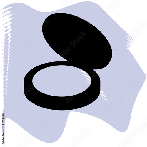 Make Up Powder vector, barber, salon, hair, black powder on lilac spot icon of a set, isolated on white background.