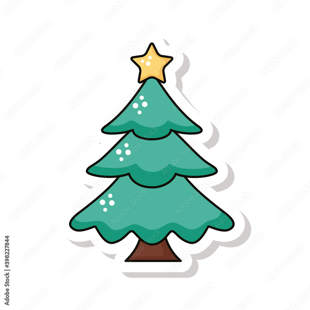 happy merry christmas pine tree sticker icon happy merry christmas pine tree sticker icon