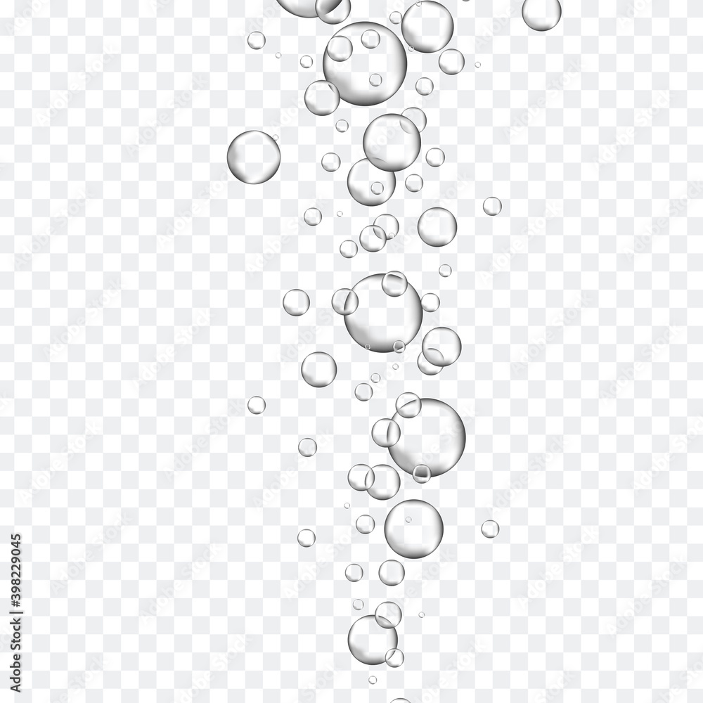 Bubbles in water on transparent background. Bubbles in water for