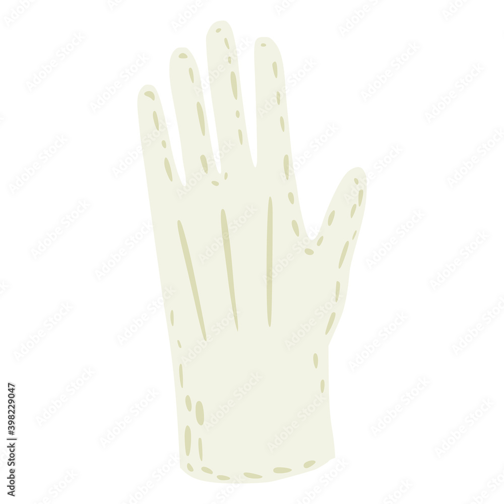 Obraz premium Magic glove isolated on white background. Cartoon magic element for trick hand drawn sketch white color.