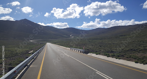 Road through mountains of Drakensberg