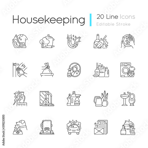 Murais de parede Housekeeping linear icons set