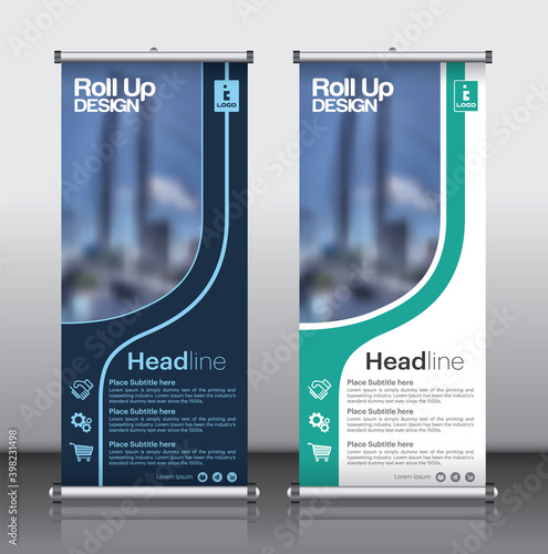 roll up brochure flyer banner design vertical template vector, abstract geometric background, modern x-banner and flag-banner,rectangle size.