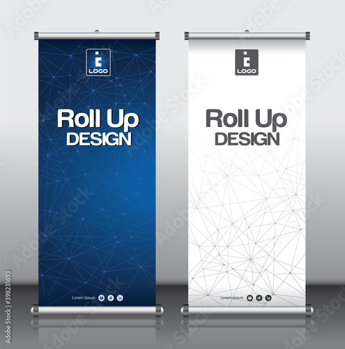 roll up brochure flyer banner design vertical template vector, abstract geometric background, modern x-banner and flag-banner,rectangle size.