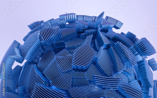 Fototapeta Naklejka Na Ścianę i Meble -  3d render of abstract detailed shape. Dynamic futuristic background.