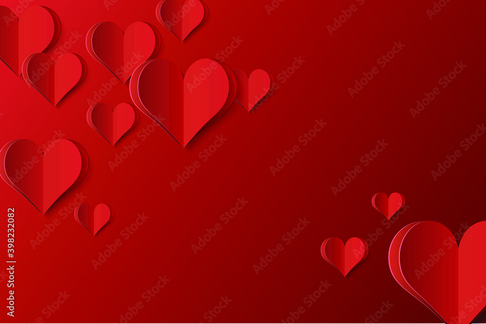 High Quality Paper Shape of Heart on Gradient Background . Poster of Love for your Design . Isolated Vector Elements