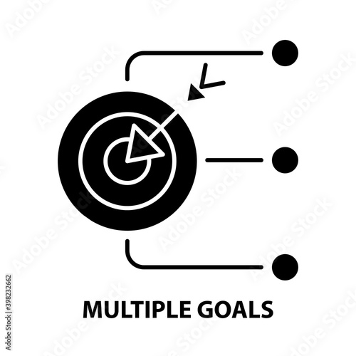 multiple goals icon, black vector sign with editable strokes, concept illustration