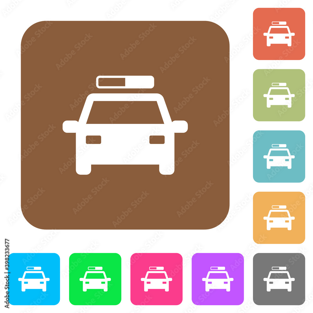Police car rounded square flat icons Police car rounded square flat icons