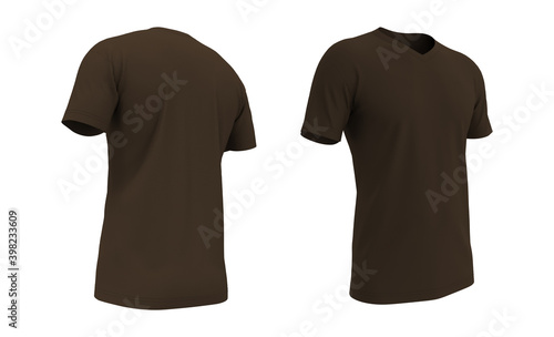 men's short-sleeve t-shirt mockup in front, and back views, design presentation for print, 3d illustration, 3d rendering