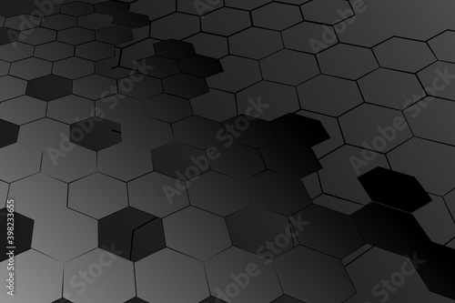 honeycomb abstract background from hexagons. 3D rendering of geometric polygons.