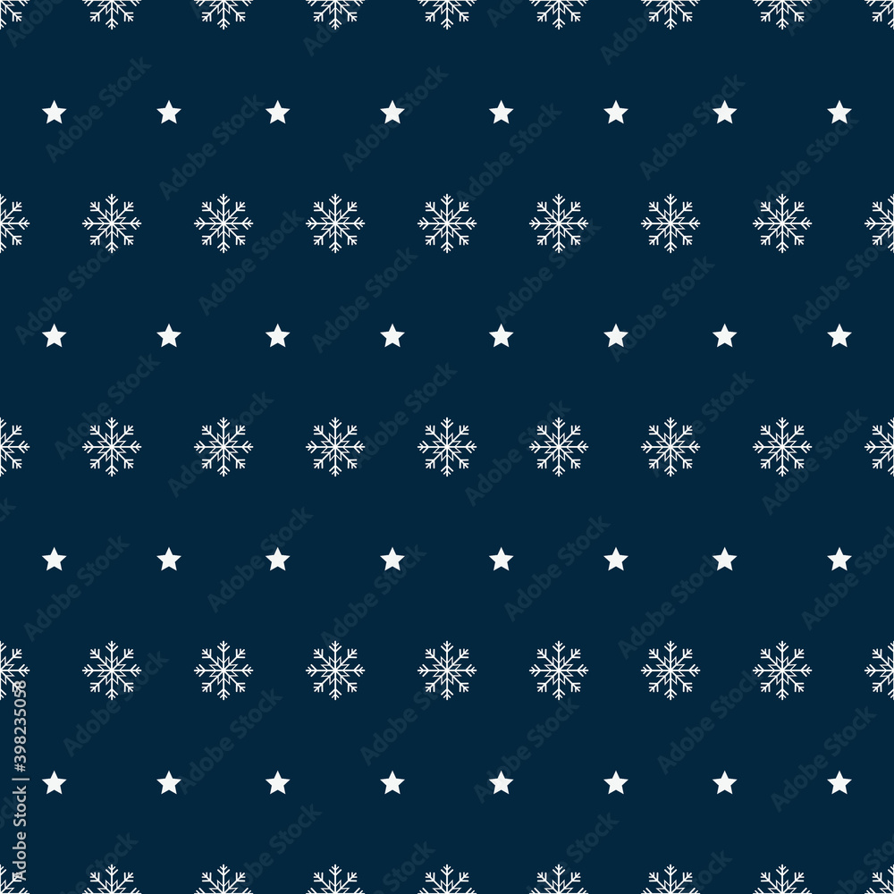 Snowflake and star dot seamless pattern. Snow on blue background. Abstract wallpaper, wrapping decoration. Merry Christmas holiday, Happy New Year Snowflake and star dot seamless pattern. Snow on blue background. Abstract wallpaper, wrapping decoration. Merry Christmas holiday, Happy New Year