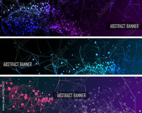 Set of abstract banners from lines and dots