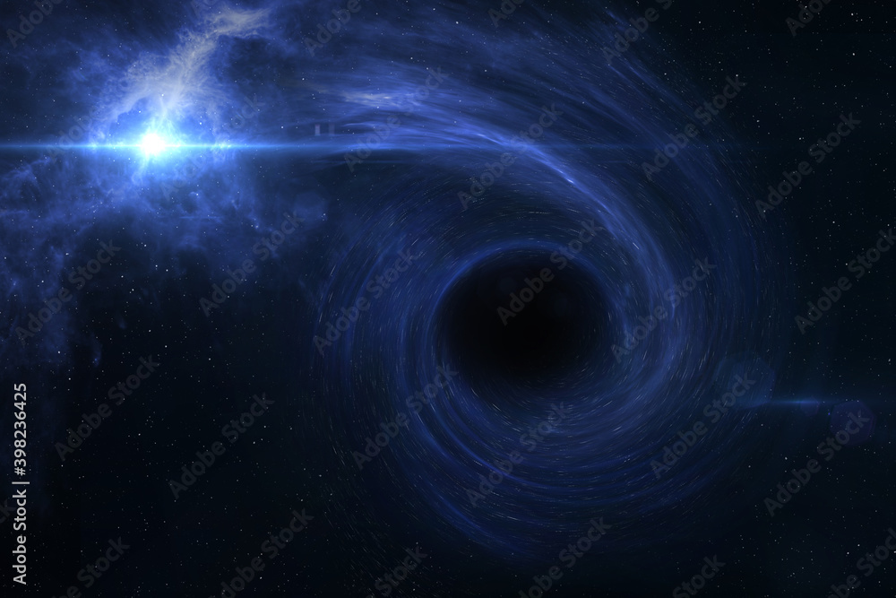 Black hole and star. Elements of this image furnished by NASA.