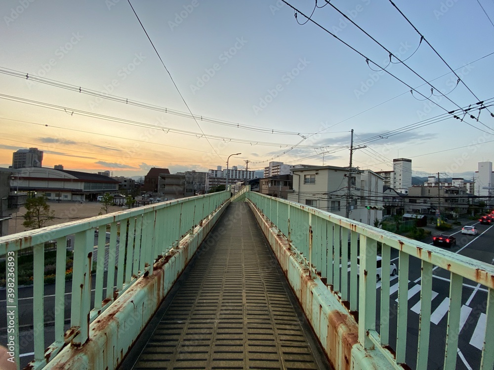 bridge over the river at sunset bridge over the river at sunset