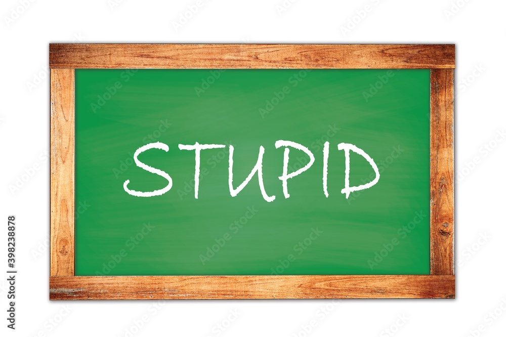 STUPID text written on green school board. STUPID text written on green school board.