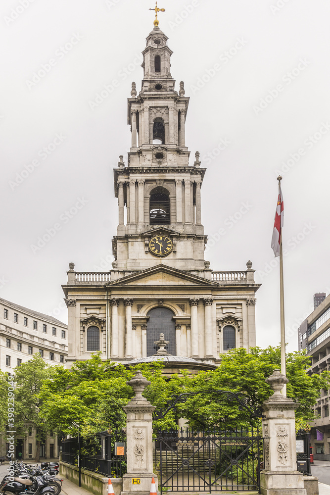 Obraz premium Church St Mary le Strand (1723) at the eastern end of the Strand in the City of Westminster, London. It is the official church of the Women's Royal Naval Service.