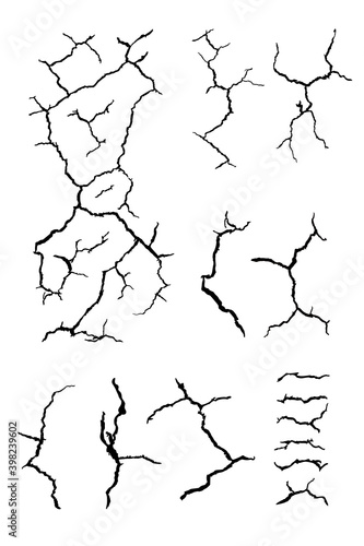 details many lines of crack ground for abstract background on white background