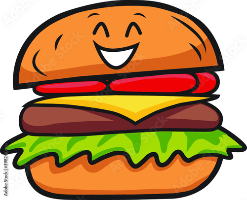 hamburger mascot with big smile vector illustration