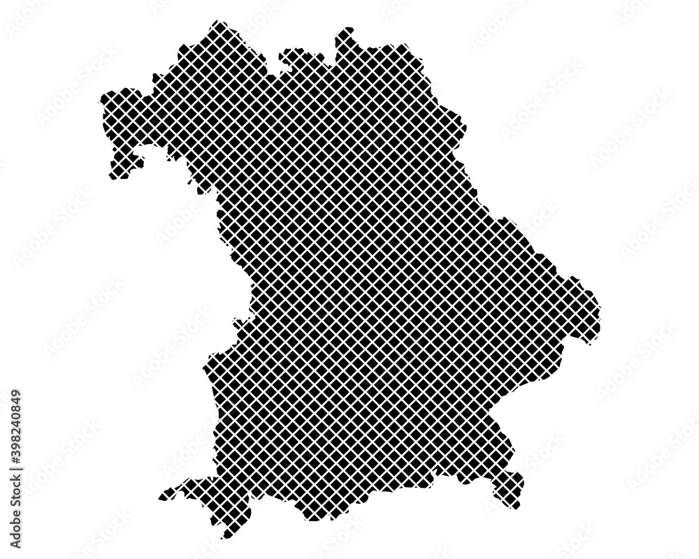 Karte von Bayern auf einfachem Kreuzstich