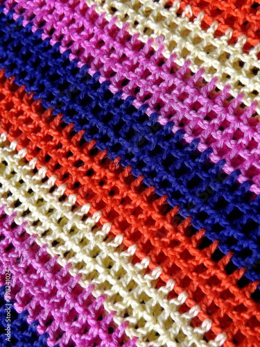 Rows of colorful crochet stitch which is combination of chain and double crochet stitch