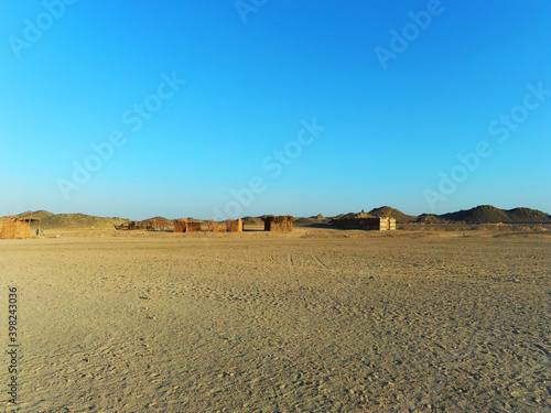View of the Bedouin settlement from the desert
