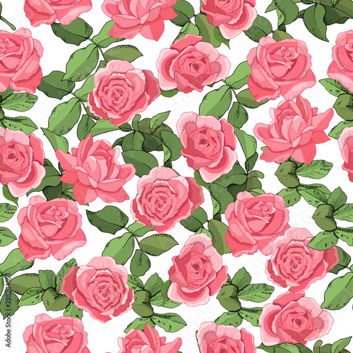 Seamless Rose Pattern. Excellent for fabric, wallpaper, gift boxes, background greeting cards and invitations