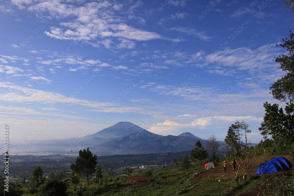 This photo is a view of Mount Merbabu when the sky is clear and beautiful. location of Central Java Indonesia.