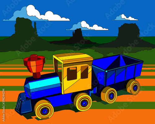 toy plastic train fdor kids at the beach