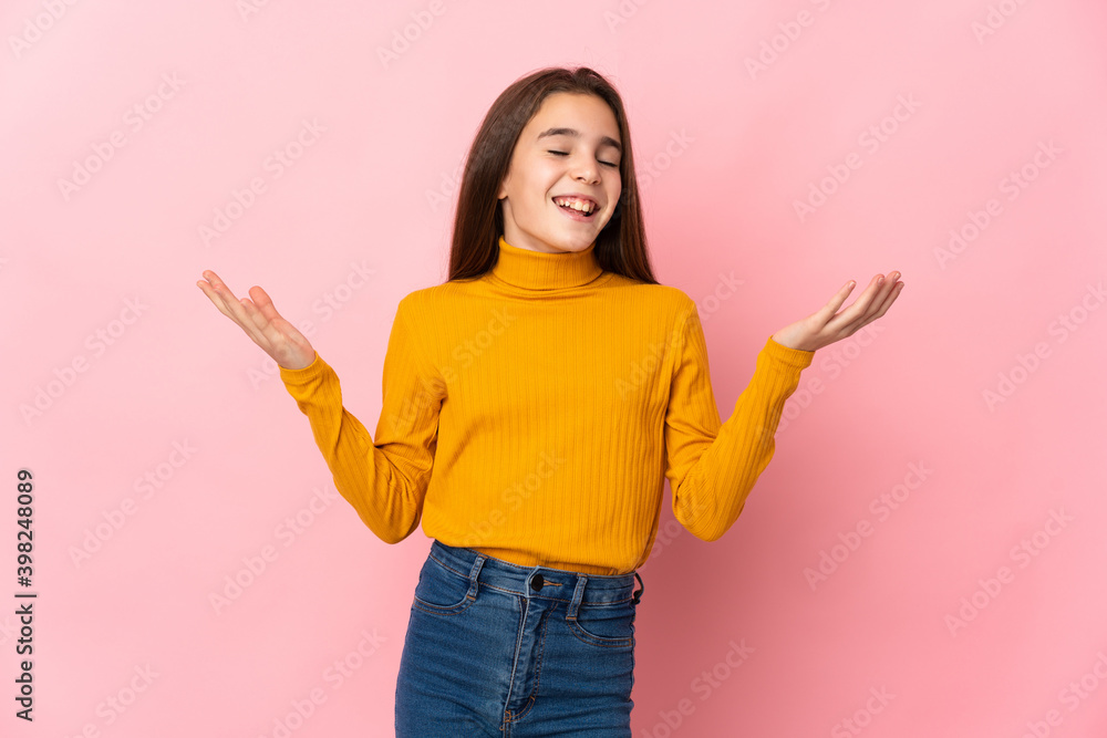 Little girl isolated on pink background smiling a lot Little girl isolated on pink background smiling a lot