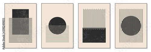 Fényképezés Minimal 20s geometric design poster, vector template with primitive shapes