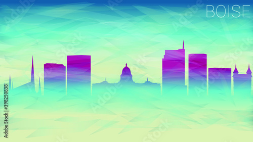 Boise Idaho. Broken Glass Abstract  Textured. Banner Background Colorful Shape Composition.