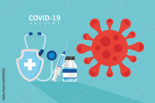 covid19 vaccine hope poster with syringe and stethoscope