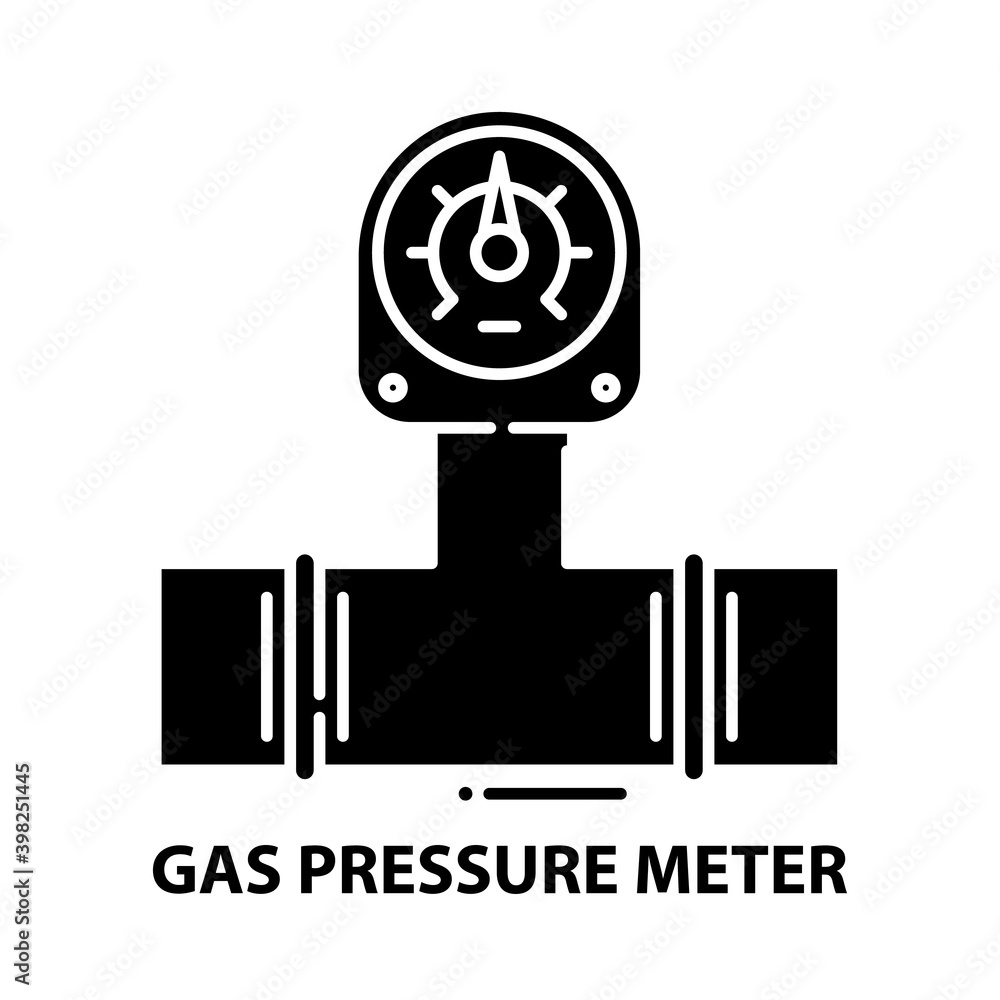 gas pressure meter icon, black vector sign with editable strokes, concept illustration gas pressure meter icon, black vector sign with editable strokes, concept illustration