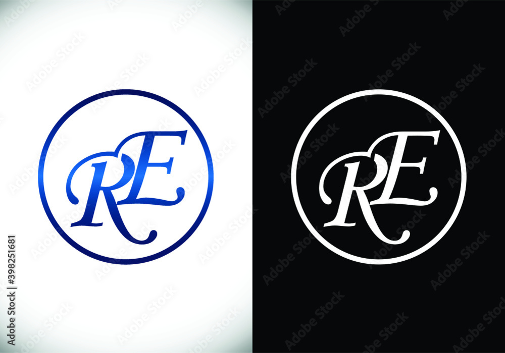 Initial Monogram Letter R E Logo Design Vector Template. Graphic Alphabet Symbol for Corporate Business Identity Initial Monogram Letter R E Logo Design Vector Template. Graphic Alphabet Symbol for Corporate Business Identity