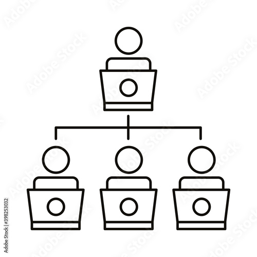 four workers network coworking line style icon