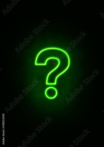 Green Neon Question Mark Sign