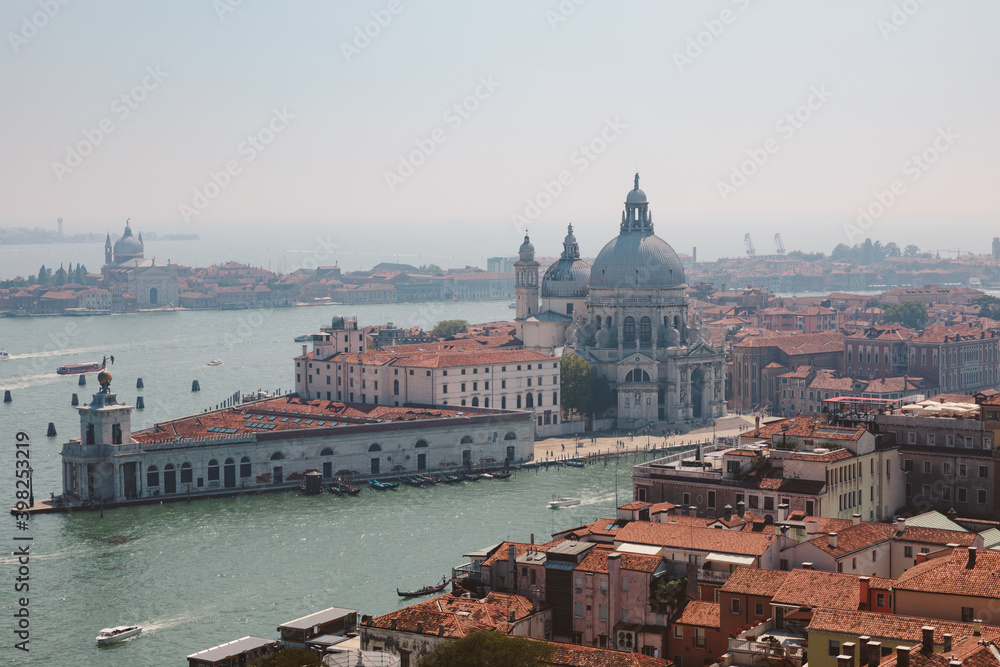 Panoramic view of Venice city and Basilica di Santa Maria della Salute