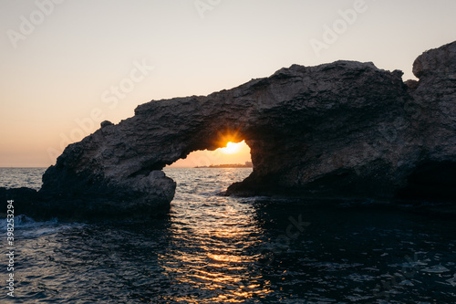 Cliff in Cyprus on the sunset