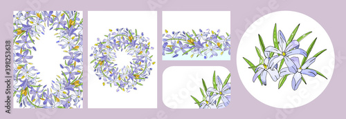 Set of vector had drawn floral templates. For romantic and easter design, announcements, greeting cards, posters, advertisement
